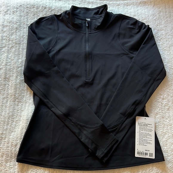 lululemon tennis half-zip *nulux — black — size: 8 - Picture 5 of 6
